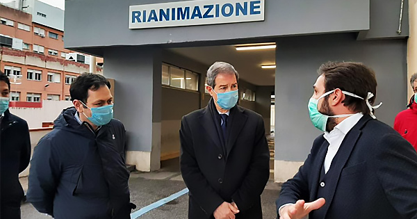 Coronavirus, sopralluogo Musumeci e Razza all'ospedale San Marco