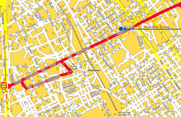 Mappa per raggiungere la sede centrale a Palermo